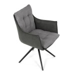 Židle jídelní, šedá látka, 360° vratný mechanismus, černý kov