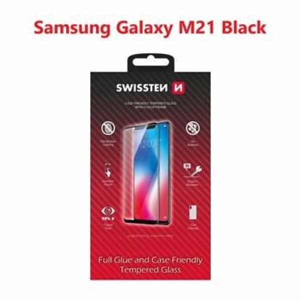 SWISSTEN FULL GLUE COLOR FRAME CASE FRIENDLY sklo pro SAMSUNG M215 GALAXY M21 černá (54501792)