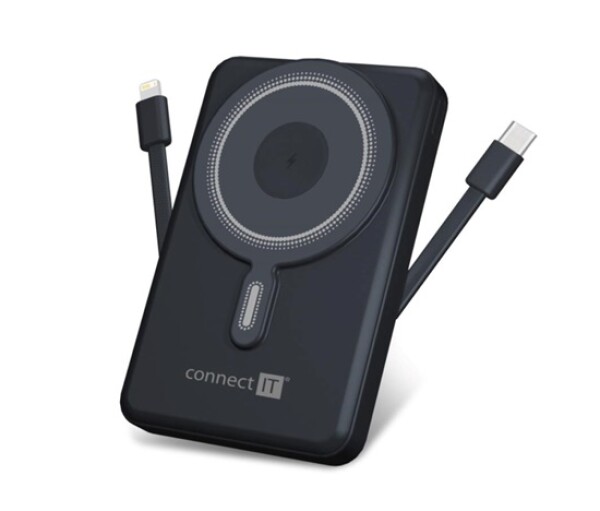 CONNECT IT Powerbanka TravelCharge, MagSafe, 10000mAh, USB-C, Lightning, Šedá EDF_1105138