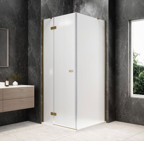 POLYSAN - GLOBE GOLD MATT čtvercový sprchový kout 900x900, matné sklo, levé GB1090-3315MLG
