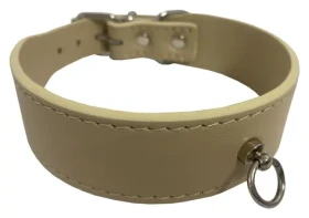 HUHUBAMBOO Obojek pro psy EXCLUSIVE béžový L / 28 mm x 34-39 cm / Hovězí kůže (355519)