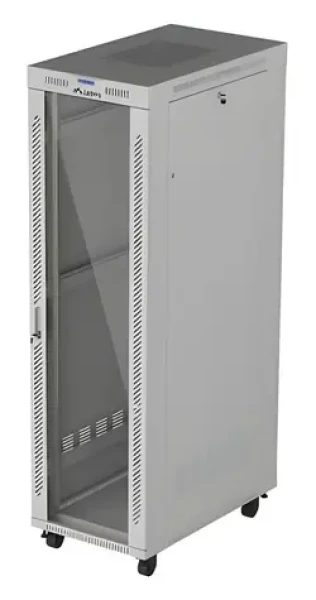 Rozvaděč 42U 600x1000 šedá / Stojanový rozvaděč / 19" / Flat pack / Skleněné dveře / LCD (FF01-6042-12SL)