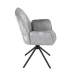 Židle jídelní a konferenční, stříbrná látka v dekoru žíhaného sametu, kovové černé nohy