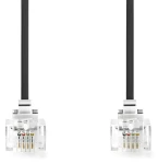 Nedis telefonní kabel RJ11-RJ11 plochý černý / Telefonní kabel / RJ11-RJ11 / pozlacené konektory / 2 m (TCGL90200BK20)