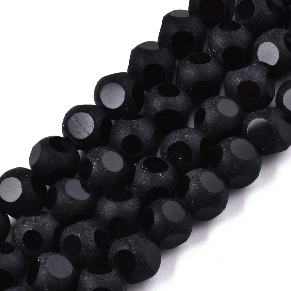 Broušené korálky - černé se 6 fasetami - ∅ 8 x 7,5 mm - 10 ks