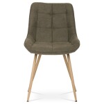 Židle jídelní, hnědá látka, kovové nohy, 3D dekor dub