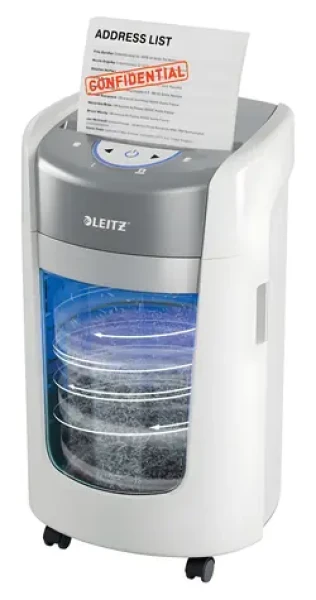 Leitz IQ OptiMax Home Office 225 bílá / Skartovač / DIN P5 / Mikro řez 2 x 15 mm / 223 mm / 15 l (83580000)