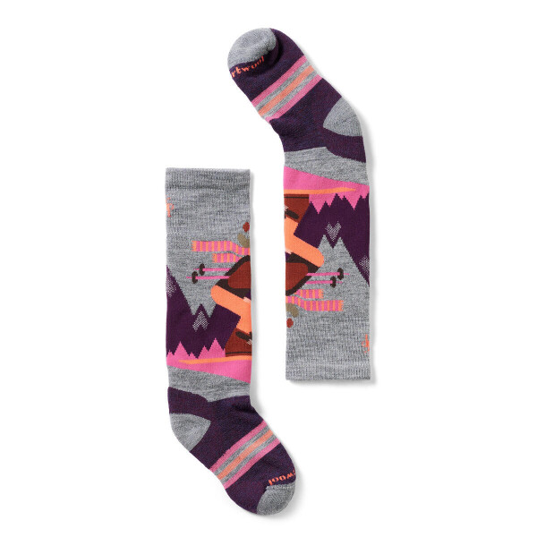 Dětské merino ponožky SMARTWOOL Kids' Wintersport Full Cushion Mountain, Light Gray/Pink velikost: 33-36 (L)