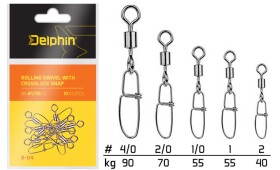 Delphin Karabinka obratlíkem Rolling Swivel with Crosslock Snap 10ks Velikost 55kg