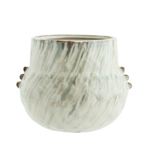 MADAM STOLTZ Keramický obal na květiny Off White 21 cm, krémová barva, keramika