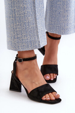 Dámské sandály na vysokém podpatku vyrobené z Eco Suede Black Upttima 40