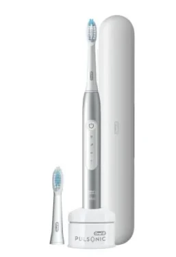 Oral-B Pulsonic Slim Luxe 4500 šedá / sonický zubní kartáček / 2x hlavice / 62000 stěrů / 3 programy / časovač / pouzdro (4210201305675)