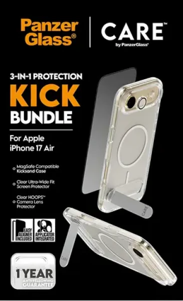 PanzerGlass Bundle Kick 3v1 pro iPhone 17 Air / Ochranná sada / Temperované sklo + PET + silikon (CR83130)