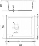 MEXEN/S - Pedro granitový dřez 1-miska 560 x 460 mm, bílá, sifon černá 6508561000-20-B
