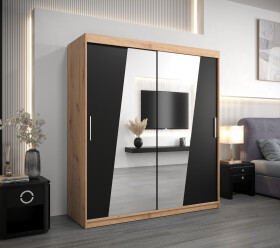 Šatní skříň Abi R0 Barva korpusu: Dub artisan, Rozměry: 150 cm, Dveře: Černá
