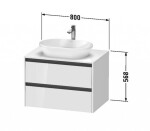DURAVIT - Ketho.2 Umyvadlová skříňka s výřezem 57x80x55 cm, 2 zásuvky, lesklá bílá K24895022220000