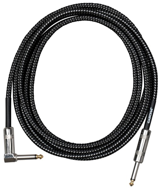 Cascha Standard Line Guitar Cable Angled Black Tweed 9m