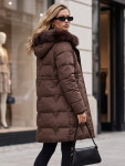 Dámská zimní prošívaná bunda s kapucí, hnědá, FashionStreet TY5825 M