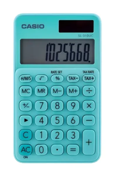 Casio SL-310UC-GN zelená / Kalkulačka / kapesní / 10 míst / solární panel + baterie LR54 (SL-310UC-GN BOX)