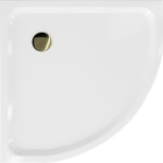MEXEN/S - Flat sprchová vanička čtvrtkruhová slim 100 x 100, bílá + zlatý sifon 41101010G