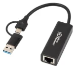 MicroConnect Premium USB-C/A na RJ45 černá / Adaptér / 0,2 m (MC-USBACNET1G)