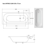 BESCO - Obdélníková vana INTRICA SLIM - Nožičky k vaně - Bez nožiček, Rozměr vany - 150 × 75 cm VANINTRICA150SL