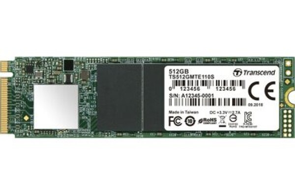 Transcend MTE110S 512GB / M.2 2280 Gen 3 / RW: 1700/900 MBps / IOPS: 160K/140K / MTBF 1.0mh / 5y (TS512GMTE110S)