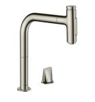 HANSGROHE - M71 Dřezová baterie Metris Select s výsuvnou sprškou, 2-otvorová instalace, vzhled nerezu 73819800