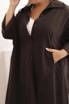 Dámský plášť Plus Size Punto s bavlnou a knoflíky hnědá UNI