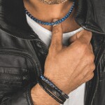 Pánský korálkový náhrdelník Fernando Gold - 6 mm lapis lazuli, Zlatá 50 cm