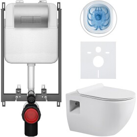 CERANO Kompletní WC set Basic/Dure - bílá lesklá - WC tlačítko Modulo/Stříbrná - pro zazdění - 51x35 cm