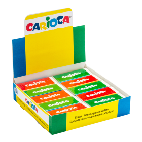 Carioca obdélníková pryž, bílá, displej, 20 ks