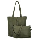 Trendy dámský koženkový set kabelek Alisia, olivově zelený
