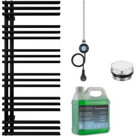 CERANO Koupelnový elektrický radiátorový set Burke - L/P - WIFI - 600W - černá matná - 1200x500 mm