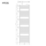MEREO - Otopný žebřík, rovný, 450x1690 mm, bílý, středové připojení MT03S