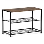 Botník, 2 police, MDF, dekor staré dřevo sonoma, černý kov