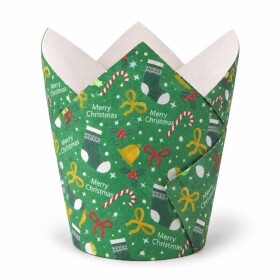 Dortisimo Košíčky na muffiny Tulip zelené s vánočními motivy (12 ks)