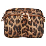 Trendová koženková dámská crossbody Julo, leopard hnědá/hnědá