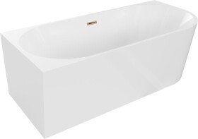 MEXEN/S - Mia volně stojící rohová vana levá 150 x 75, bílá, sifon a přepad růžové zlato 52691507500L-60