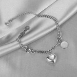 Ocelový náramek Sabrina - Blind for Love - chirurgická ocel, srdce, Stříbrná 16 cm + 3 cm (prodloužení)