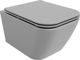 MEXEN - Madox Závěsná WC mísa Rimless včetně sedátka s slow, Duroplast, světle šedá mat 30154061