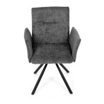 Židle jídelní, šedá látka, černý kov, otočný mechanismus 90°/90° (L/P) - funkce reset