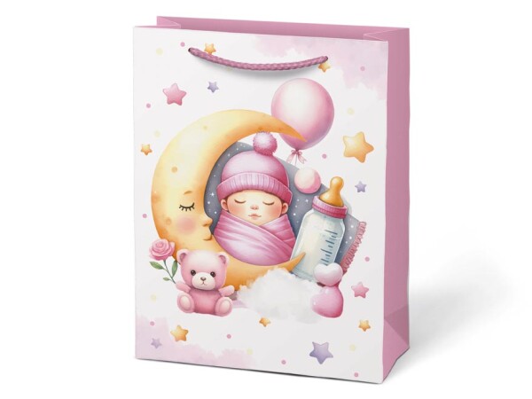 Taška dárková růžová baby 26 cm x 32 cm x 13,8 cm Taška dárková růžová baby 26 cm x 32 cm x 13,8 cm