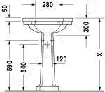 DURAVIT - 1930 Umyvadlo 600x410 mm, s přepadem, 1 otvor pro baterii, WonderGliss, bílá 04386000001