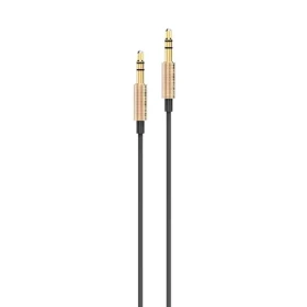 AWEI AUX-001 zlatá / Audio kabel / Jack 3,5 mm - Jack 3,5 mm / 1 m / Hliník, silikon (AUX-001)