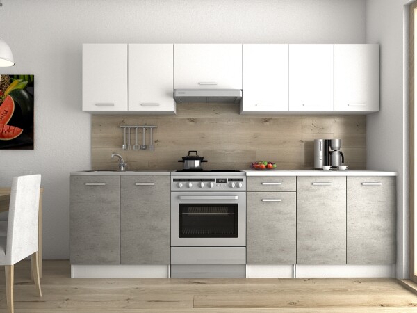 FRONTI Kuchyňská linka LUIZA 260x200 - Bílá + beton