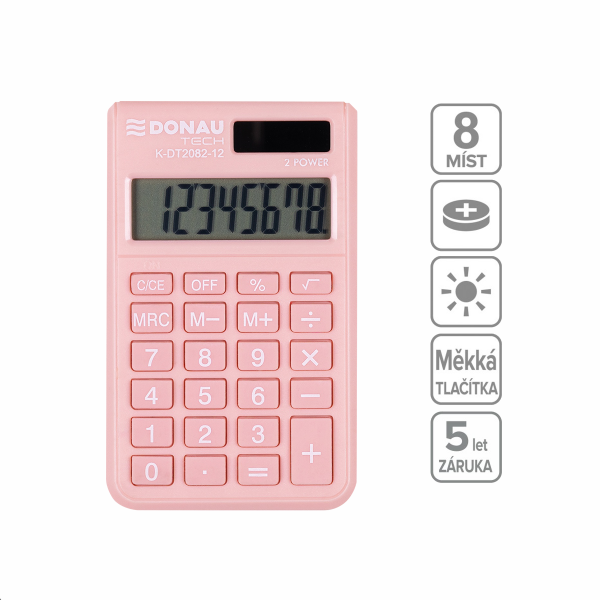 DONAU TECH kapesní kalkulačka DONAU TECH 2082, 8místná, meruňková