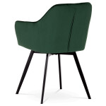 Jídelní židle, potah smaragdově zelená sametová látka, kovové nohy, černý matný lak