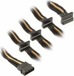 SilverStone kabel 4-pin Molex 4x SATA rozšíření 30cm černo-zlatá / individuálně pletená vlákna (SST-PP07-BTSBG)