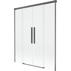 MEXEN/S - Rox vanová zástěna 2-křídlová posuvná 150 x 150, transparent, grafit kartáčovaná 8C9-150-002-66-00
